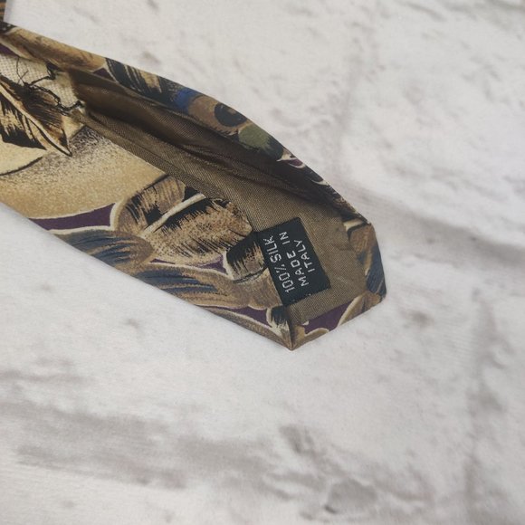 Vintage Mens Ted Lapidus silk necktie tie toucan bird tropical leaf Italy made - Picture 4 of 8